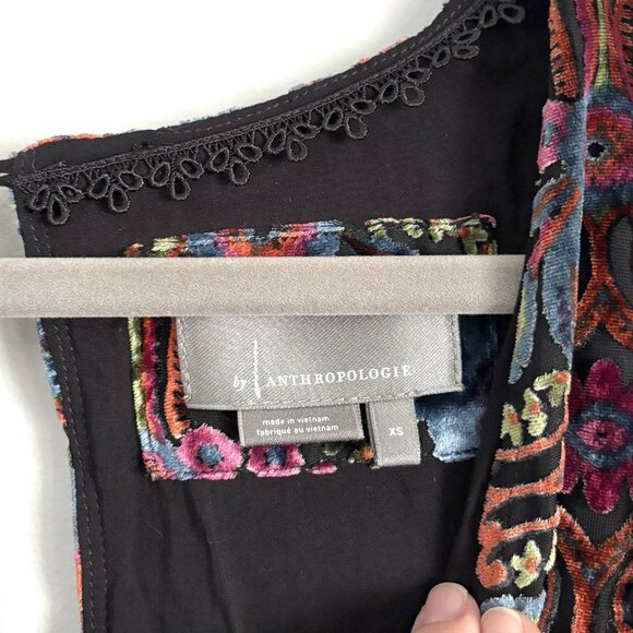 by Anthropologie Mona Burnout Velvet Mini Long Balloon Sleeve Dress Women’s XS - Picture 4 of 11